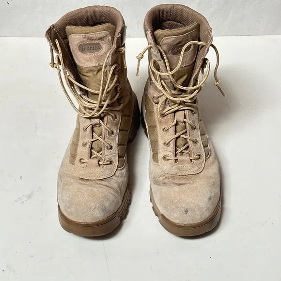 Military Mens Tan Brown Outdoors Work Boots - Picture 3 of 16